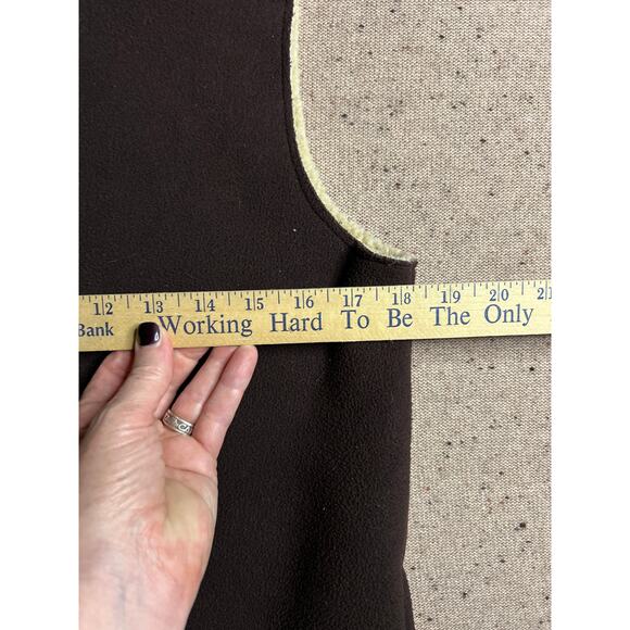 Vintage Ralph Lauren Faux Suede Sherpa Vest Brown Western Cabin Style Small - Picture 2 of 8